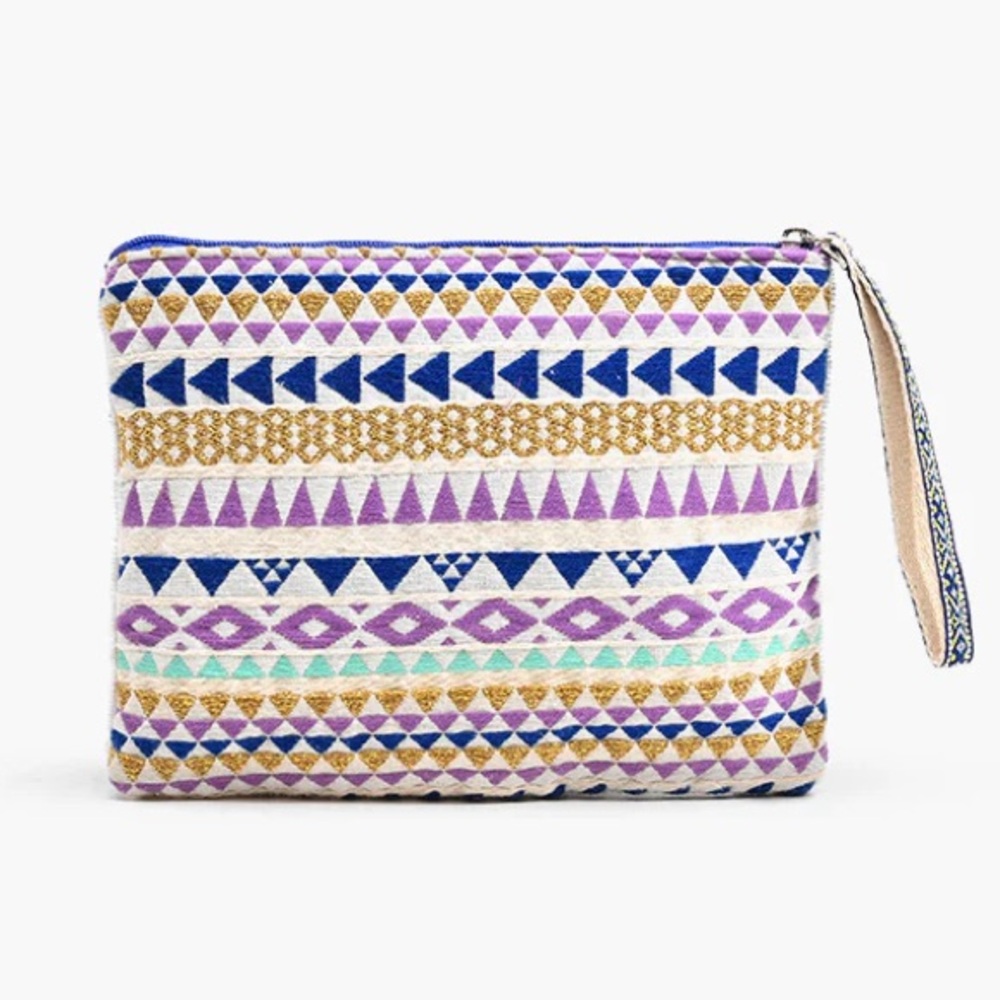AMERICA & BEYOND BEADED CLUTCH WRISTLET LUXE LILAC EMBELLISHED TOP ZIP HANDMADE! - Picture 2 of 6